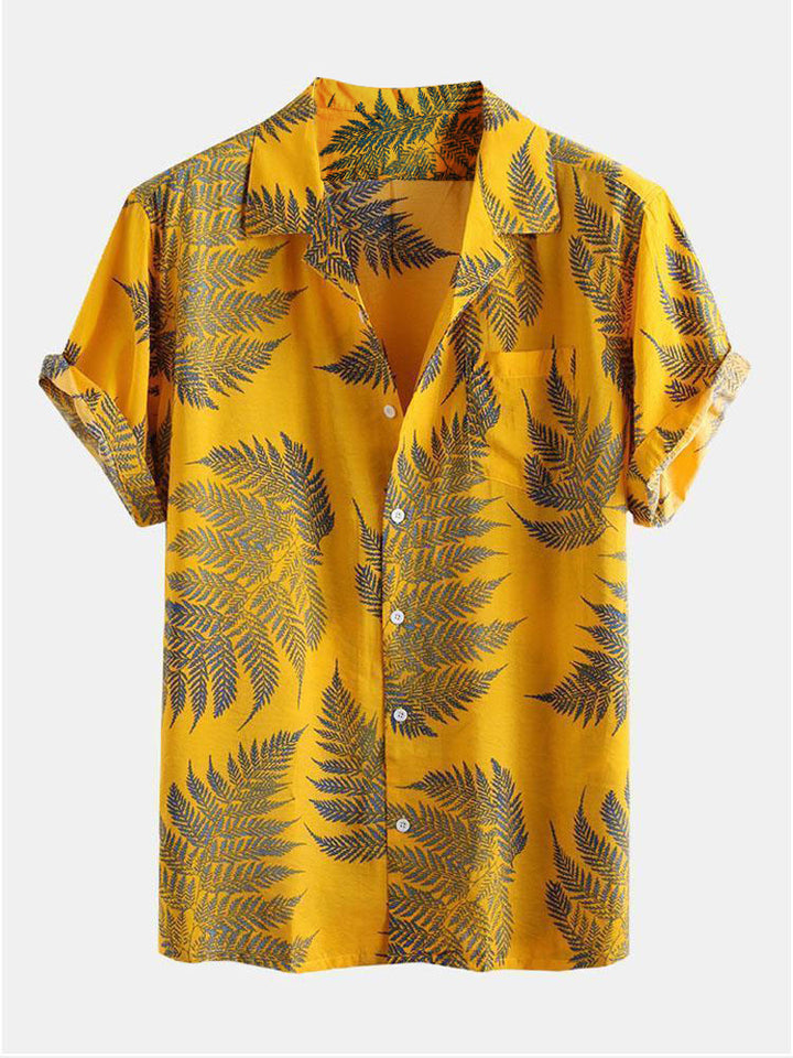 Tropical Plants Print Shirts & Swim Shorts