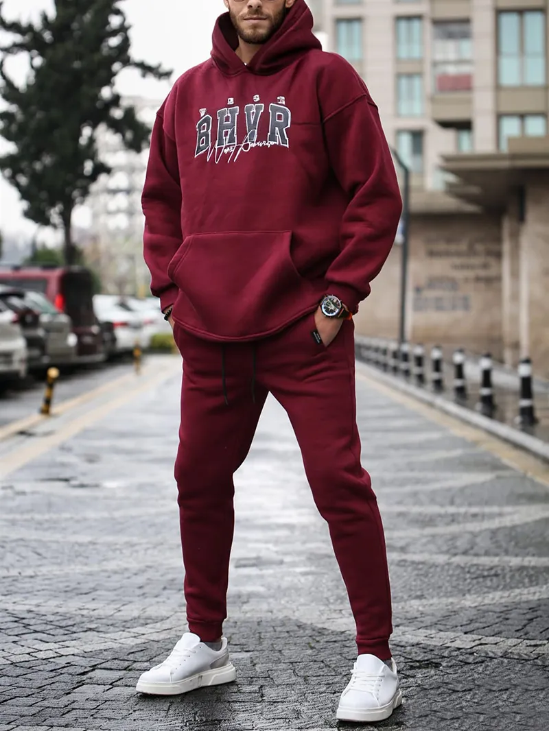 Men's Casual Hooded Sweatshirt Jogging Sportswear Set