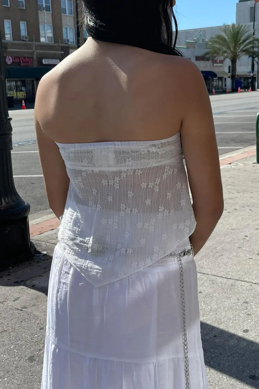 Textured Flowy Tube Top With Front-Twist Tie