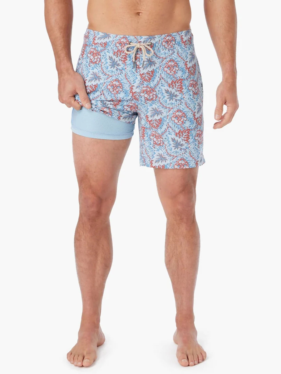 Men's Sky Blue Beach Forest Beach Shorts