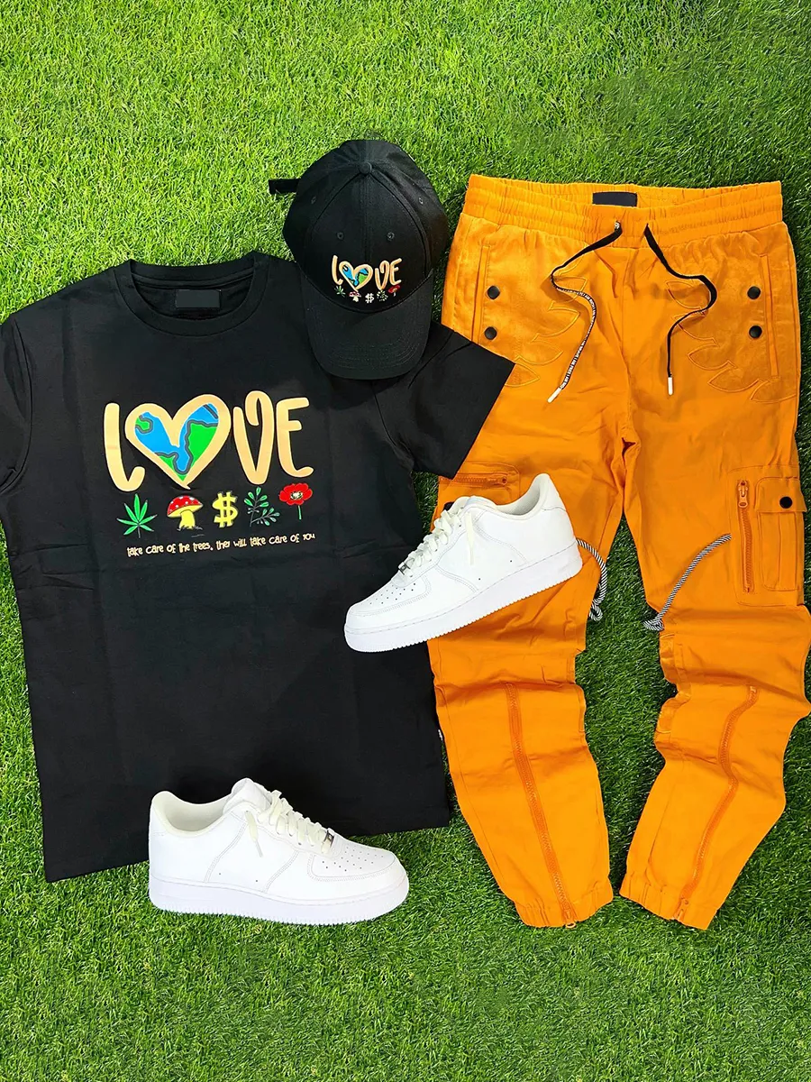 Tree Lovers T-Shirt Blossom Cargo Jogging Pants Two-Piece Set