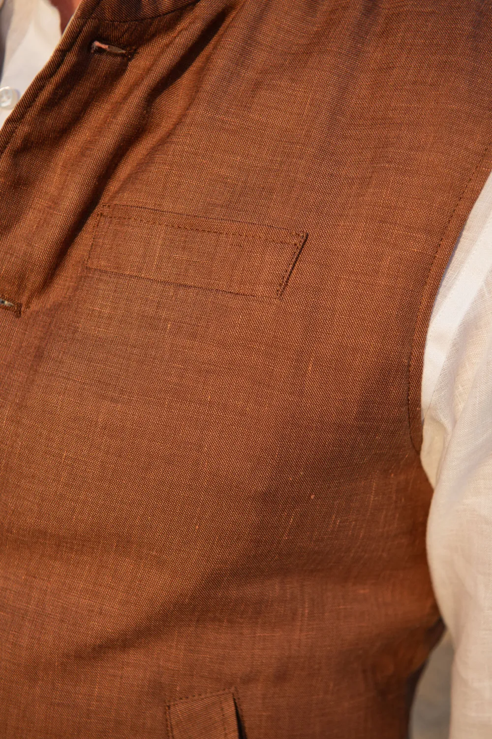 RUSTY AND BEIGE REVERSIBLE VEST IN LORO PIANA FABRIC