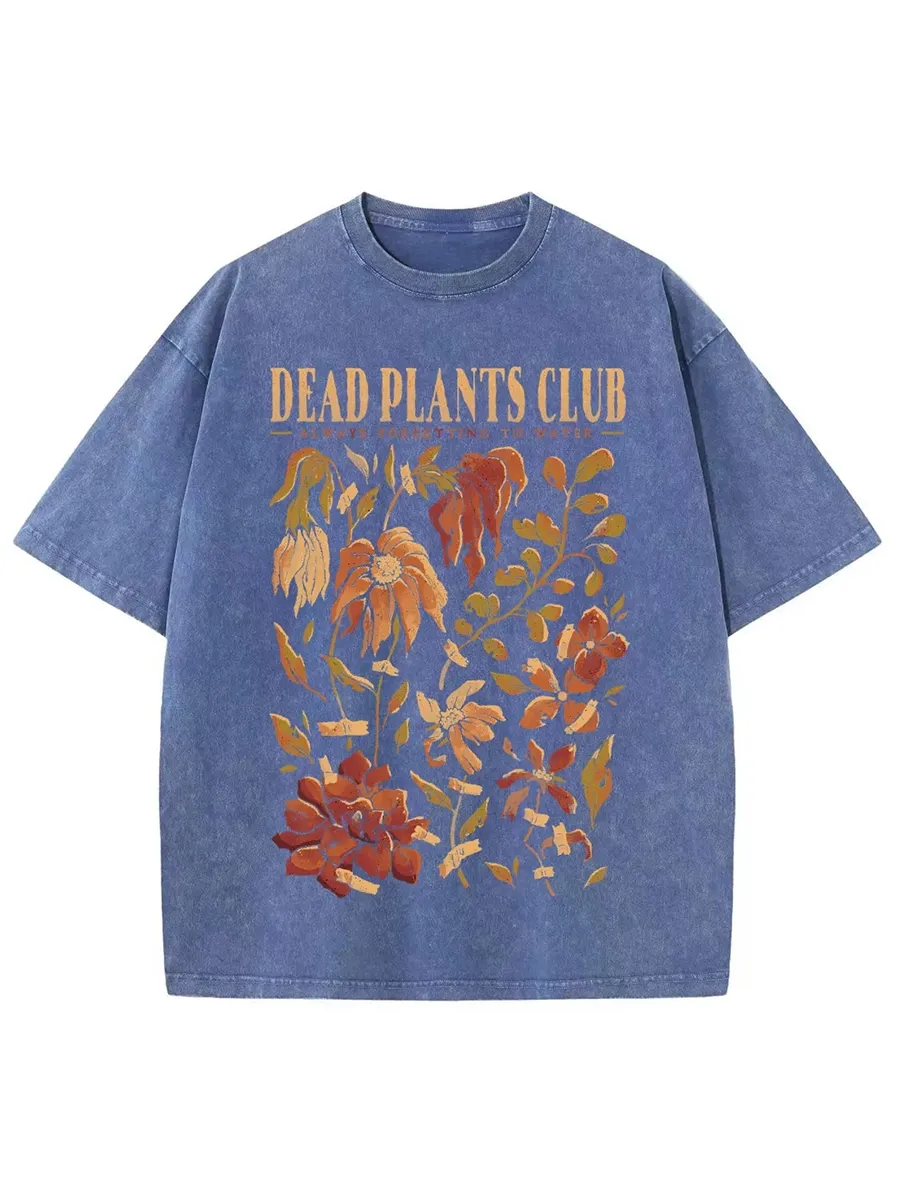 DEAD PLANTS CLUB UNISEX PRINTED RETRO WASHED SHORT SLEEVED T-SHIRT