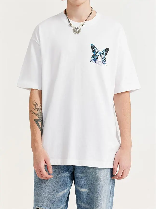 X-ray Butterfly Print Trendy Street Loose Short Sleeved Top