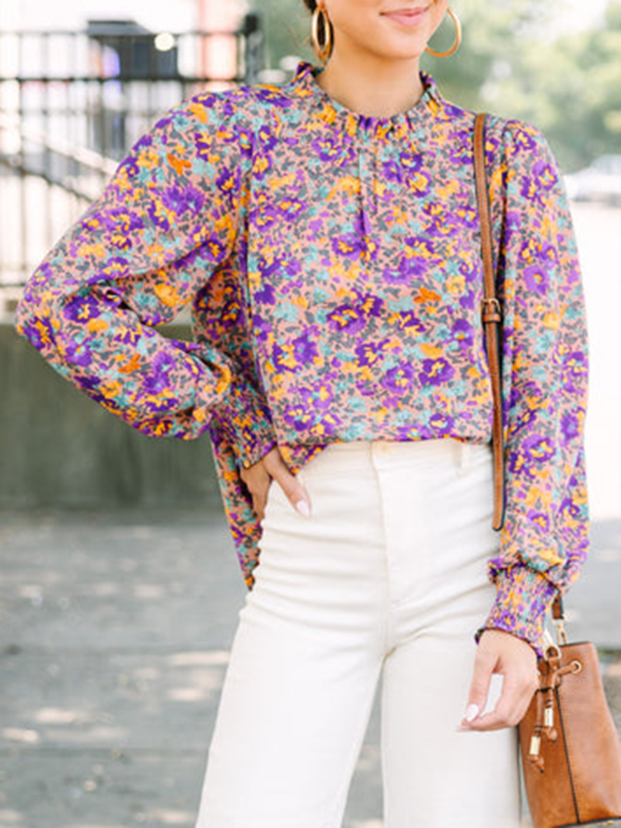 Purple Floral Blouse