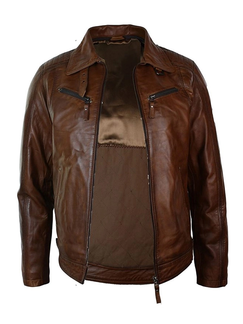 Men's Casual Outdoor Leather Jacket Coat