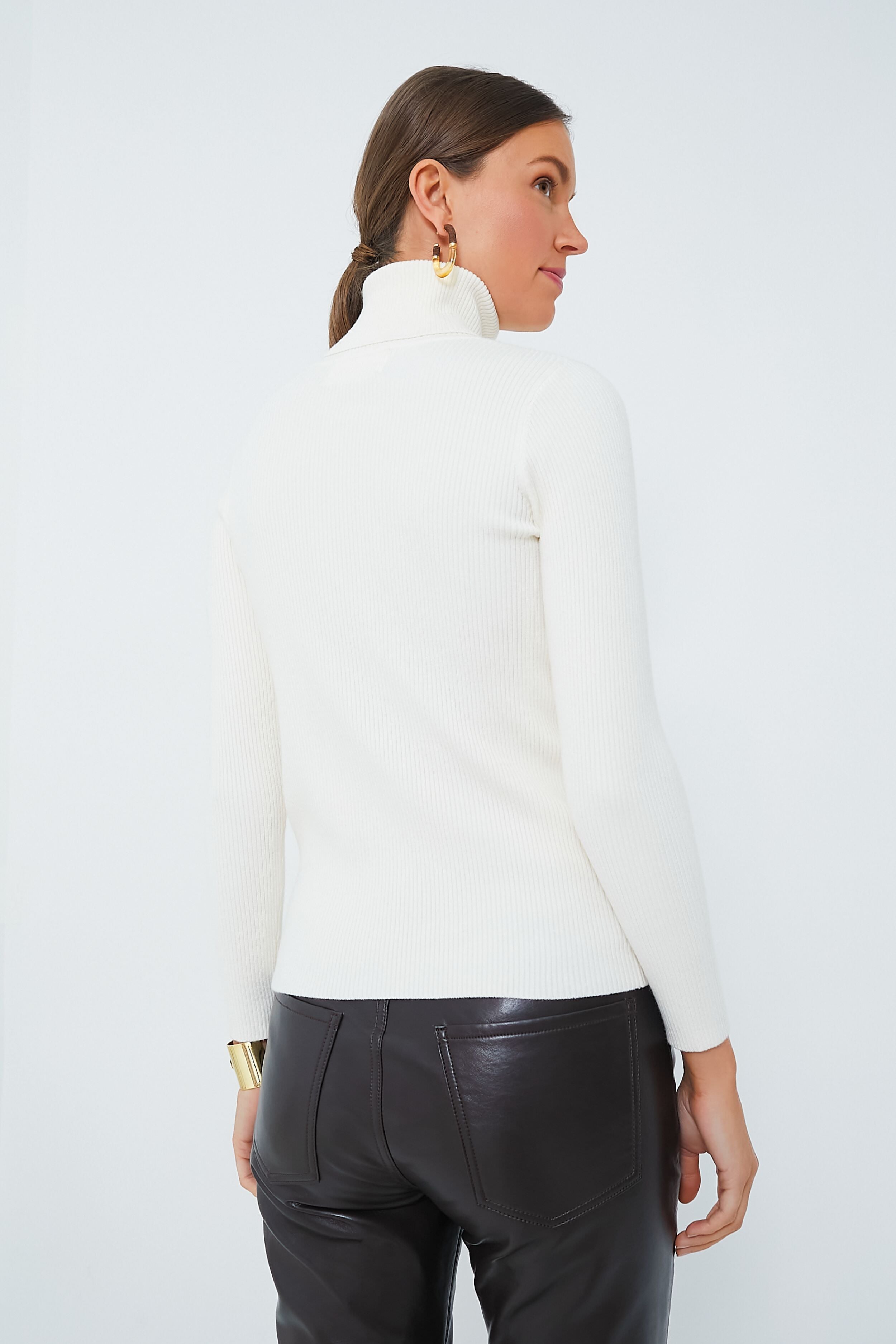 Winter White Arlo Ribbed Turtleneck