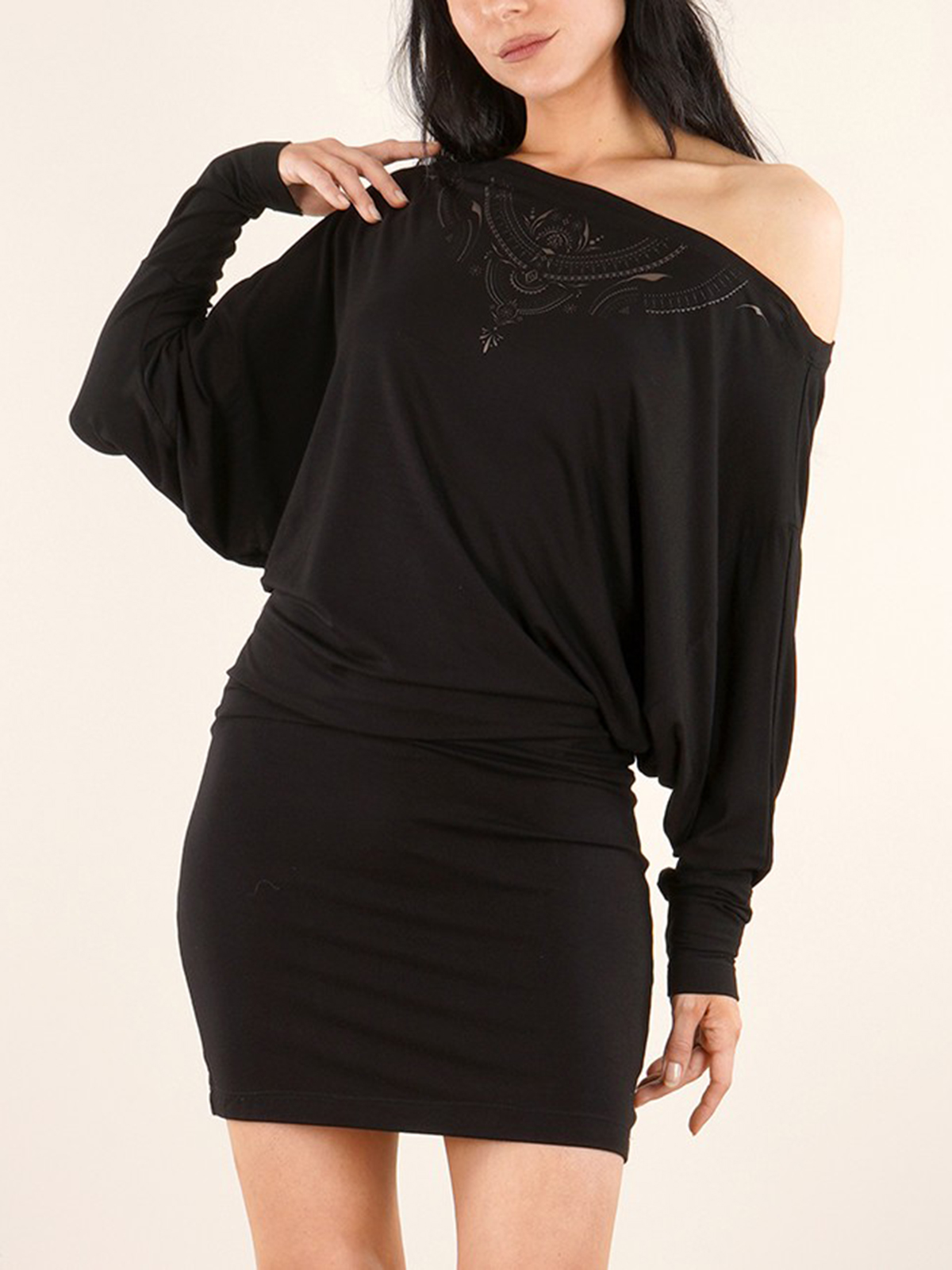 Batwing Sleeves Short Dress