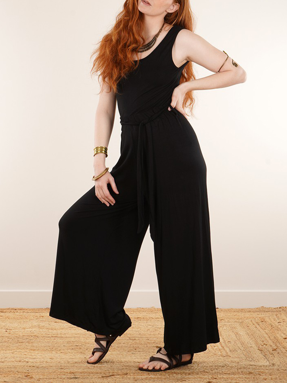 Sleeveless Flared Jumpsuit