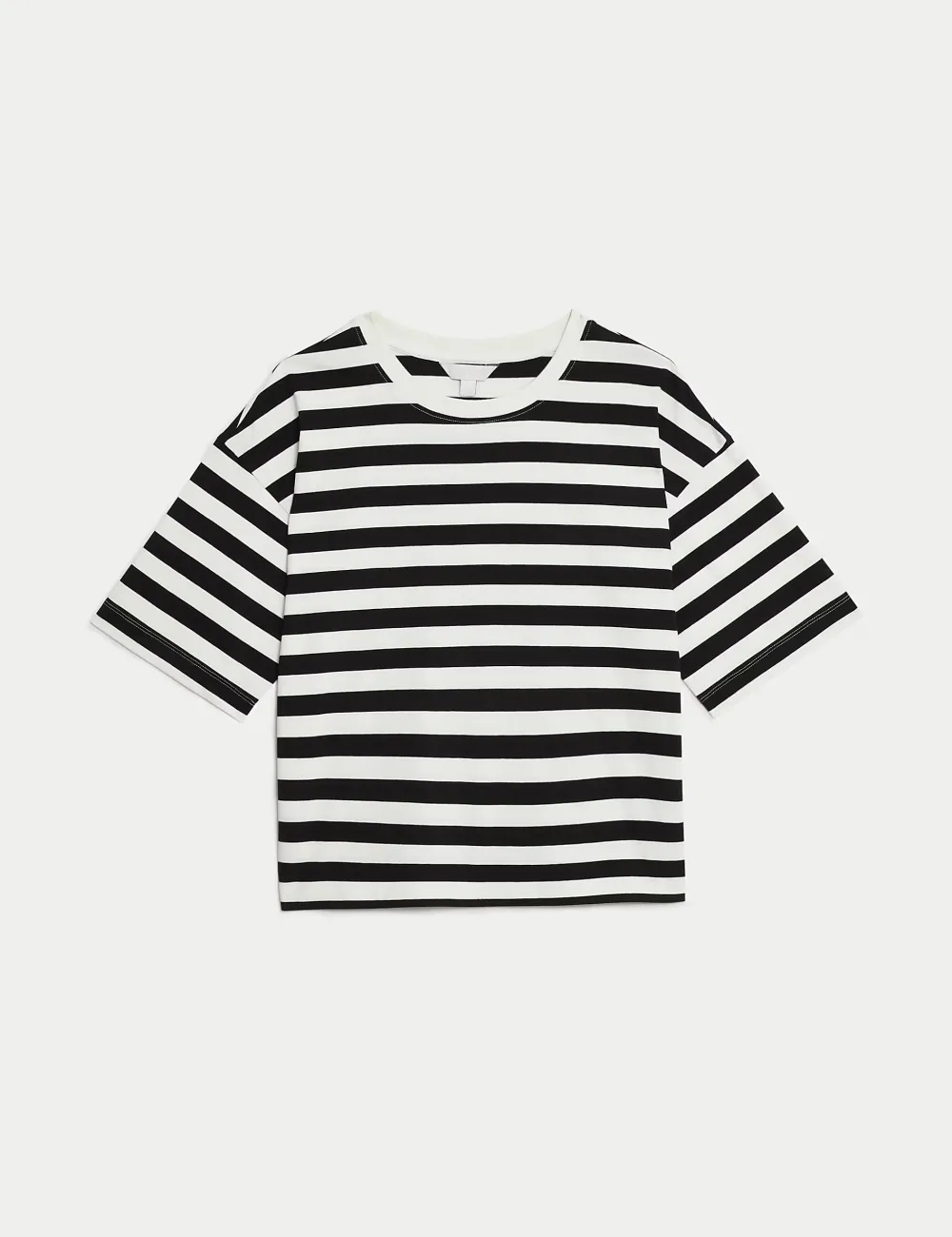 Pure Cotton Striped Boxy T-Shirt