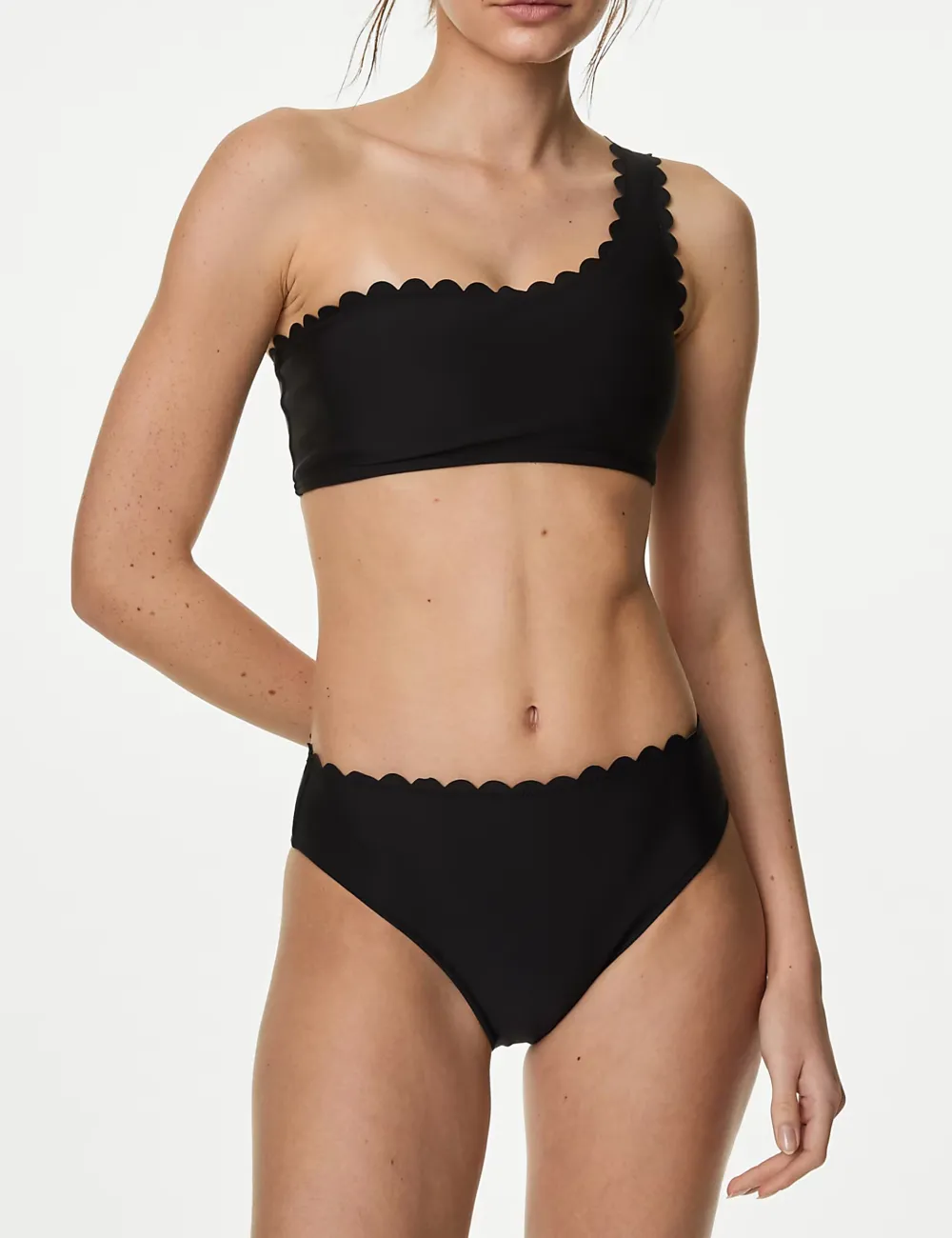 Neoprene Scallop One Shoulder Bikini Top