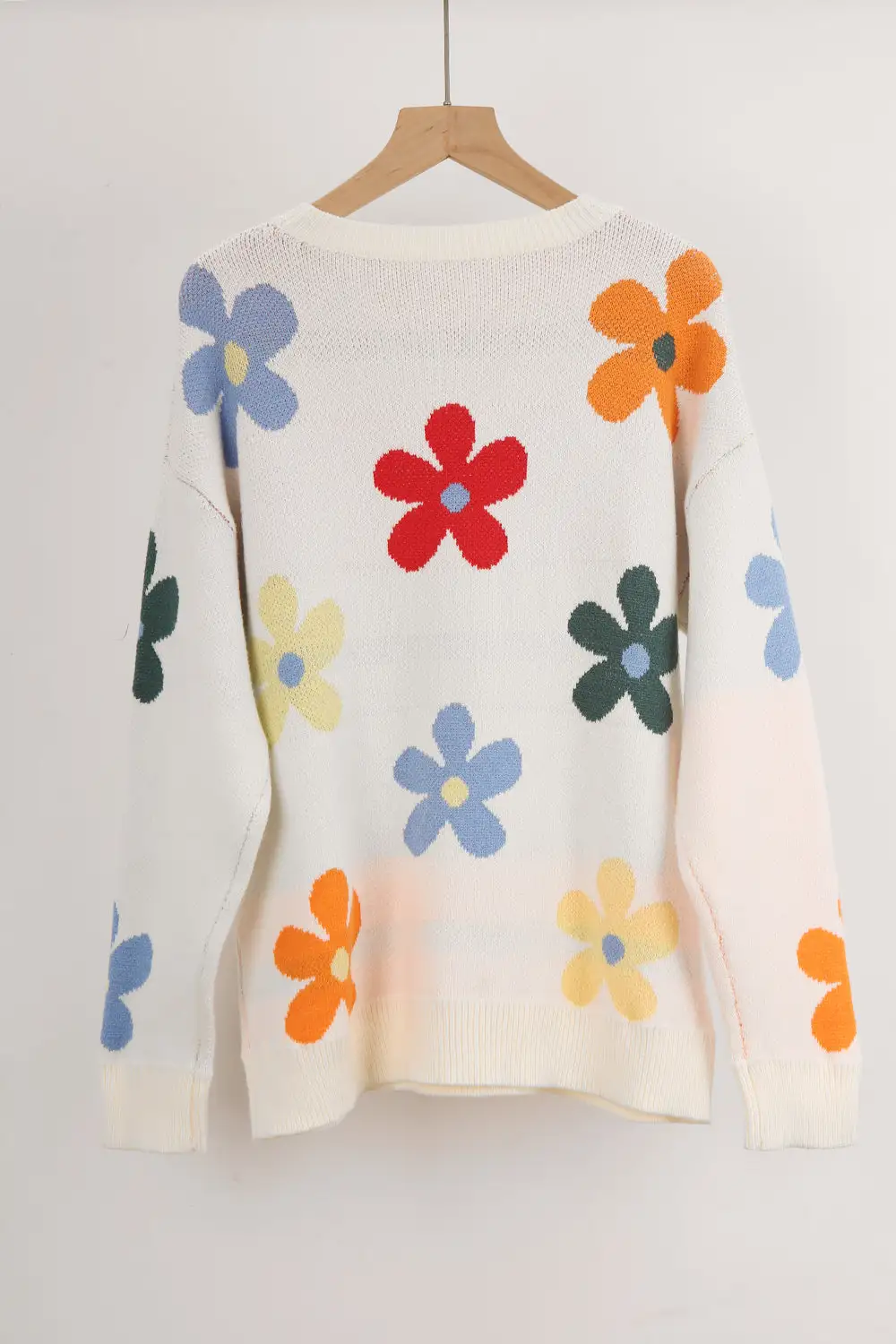 Multicolored Flowers Long Sleeve Sweater