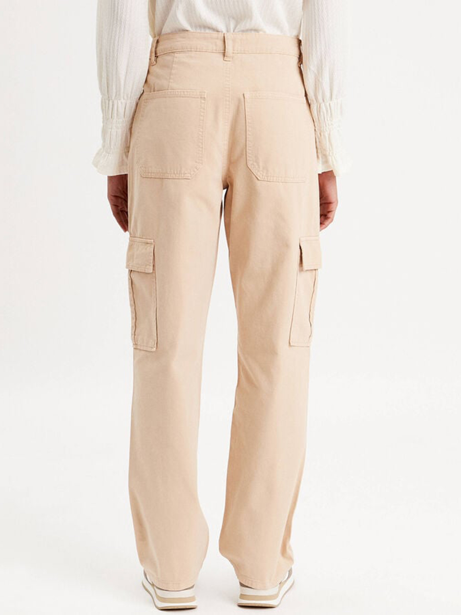 Pantalon large cargo sable femme