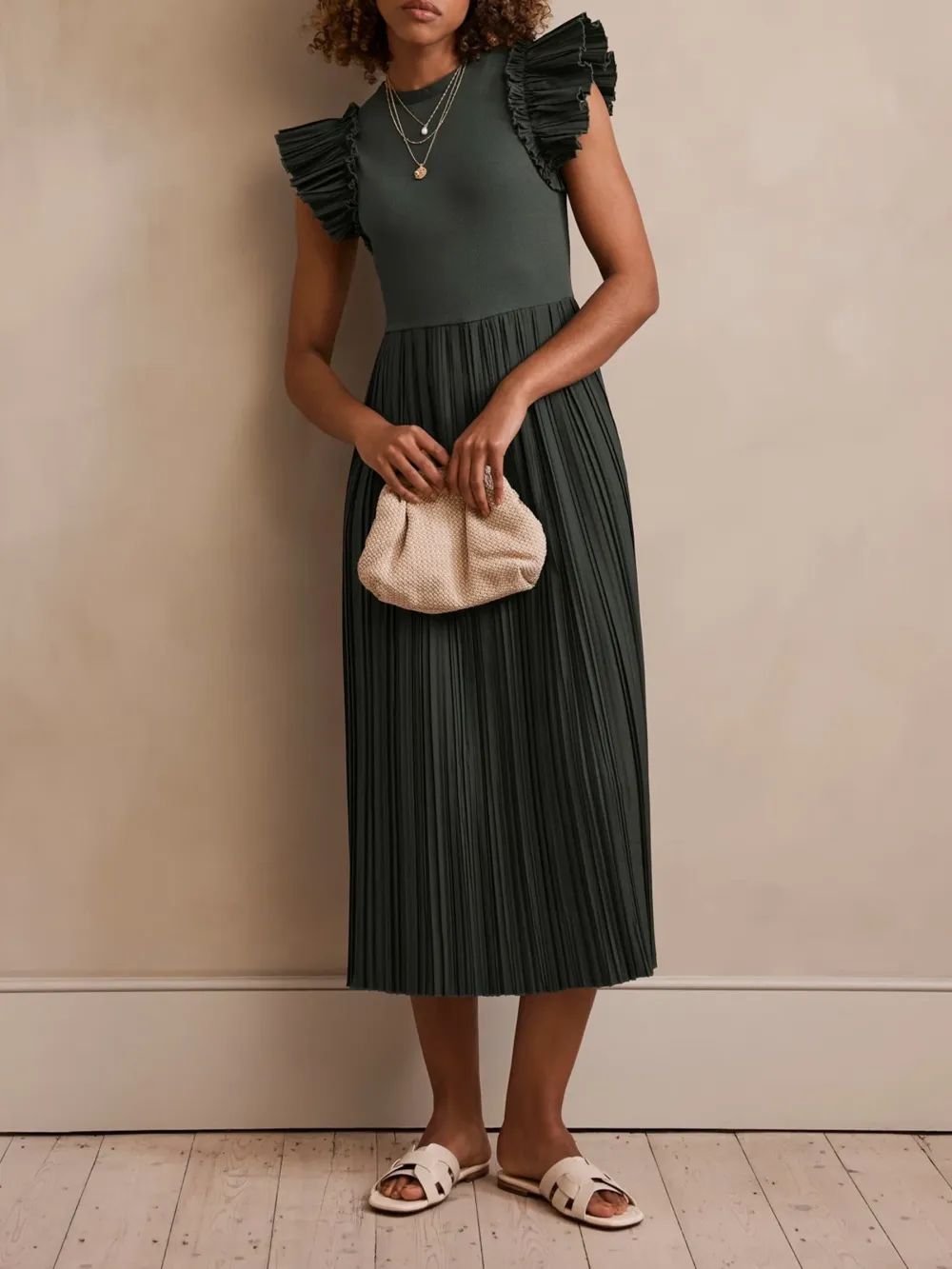 Jersey Crinkle Midi Dress