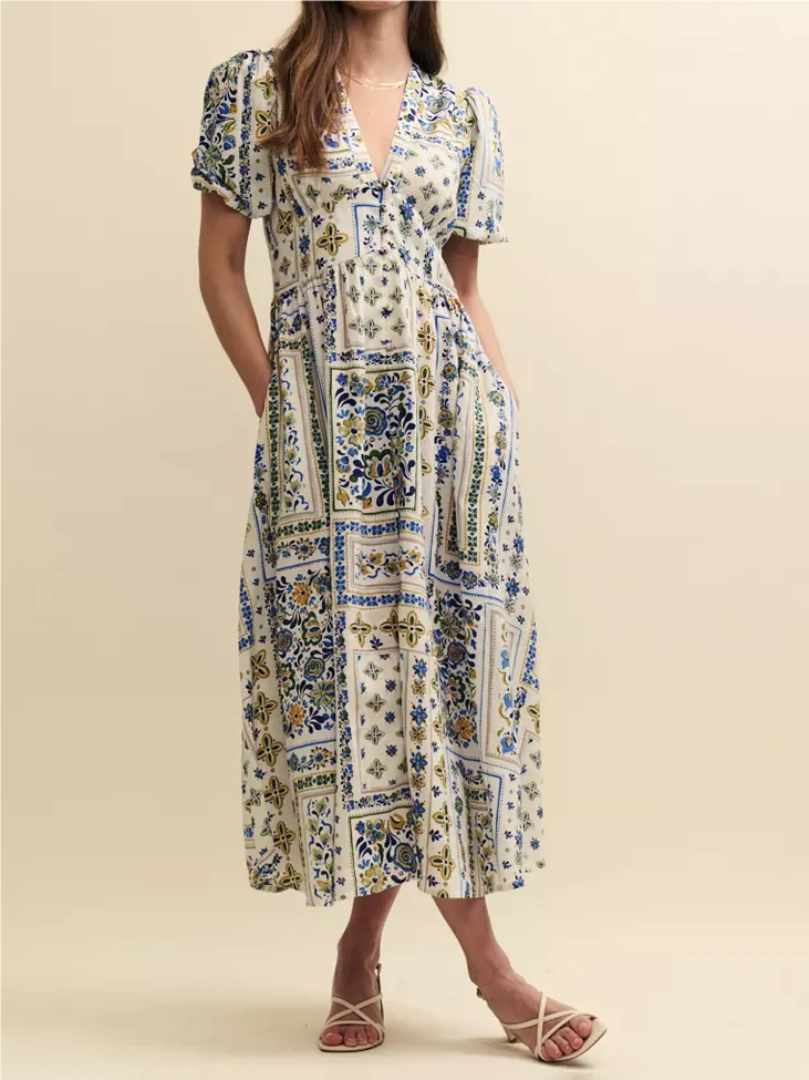 Starlight Illana Borders Floral Print Midi Dress