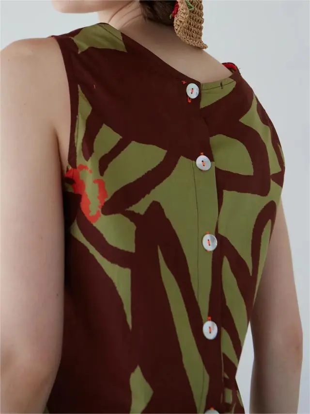 KHAKI FLOWERS ANA TOP