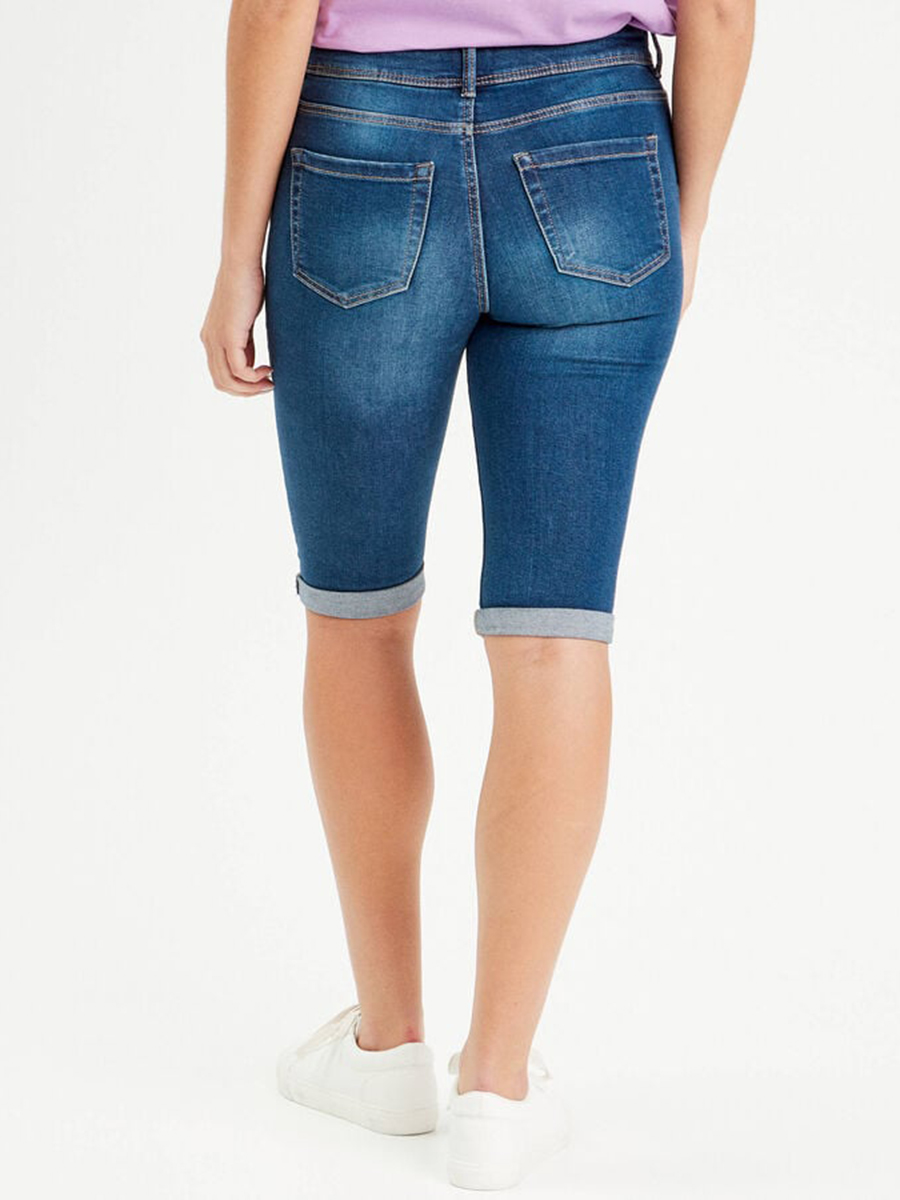 Bermuda slim en jean denim stone femme