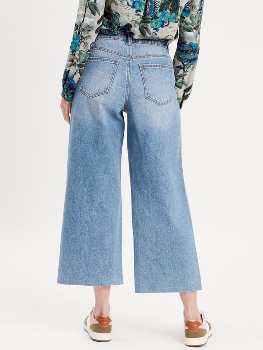 Jeans wide leg 7/8ème ecru femme