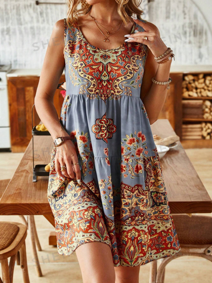 Sleeveless Printed Fashion Dress