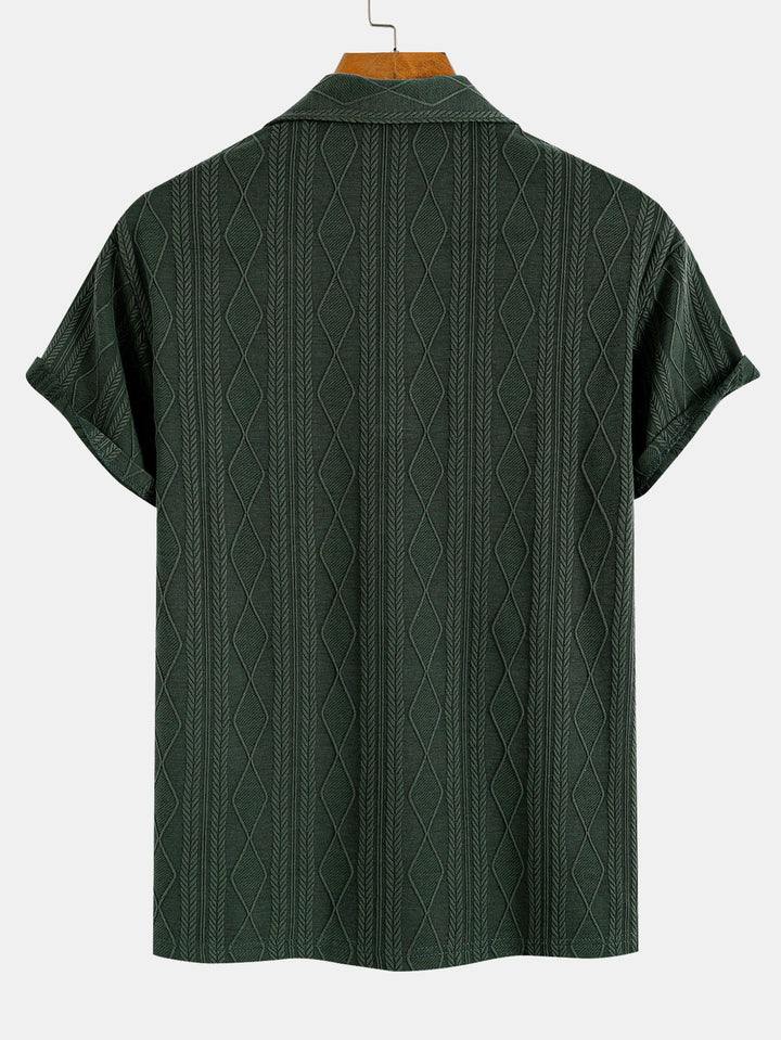 Knitted Geometric Rhombus Jacquard Polo