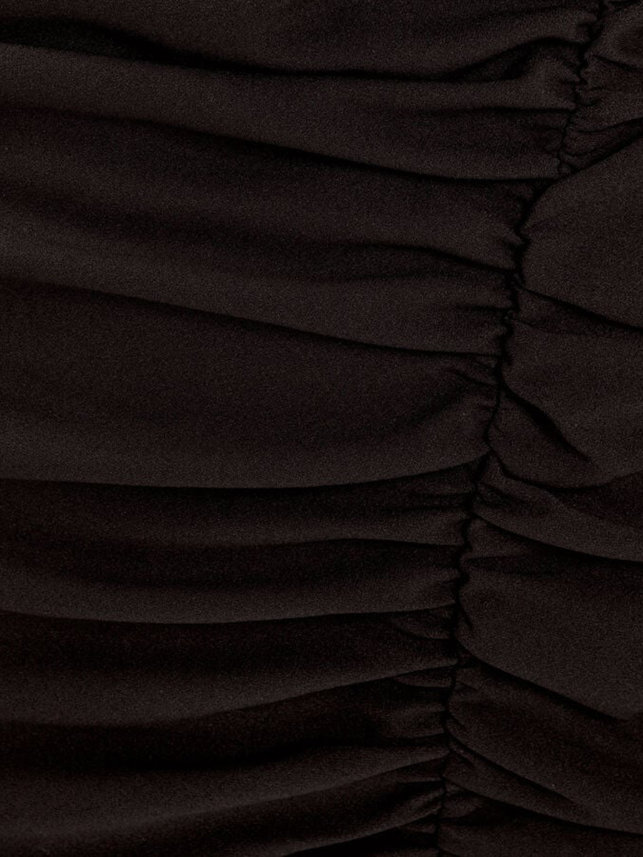 Robe longue moulante froncée noir femme