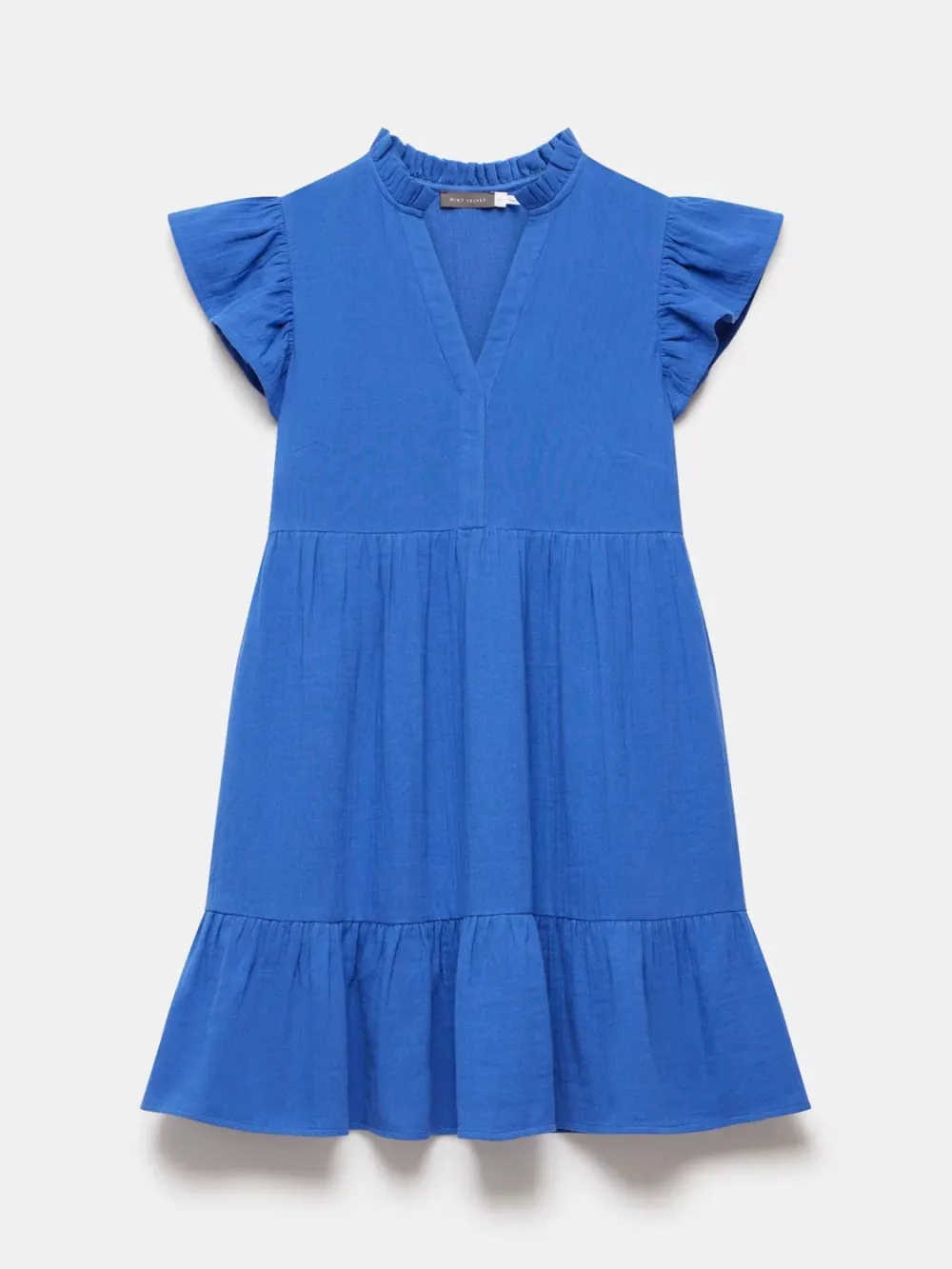 Ruffle Sleeve Mini Cotton Dress