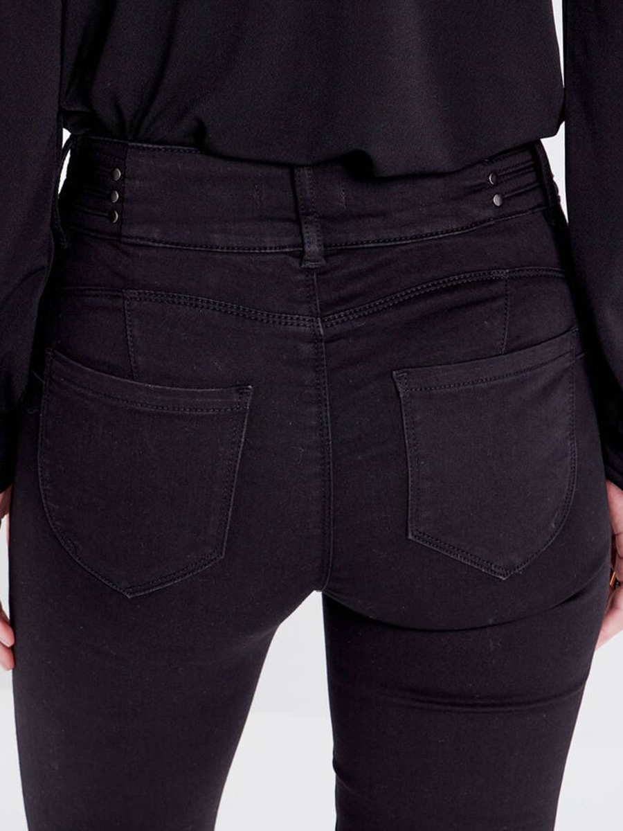 Jeans skinny détails rivets denim noir femme