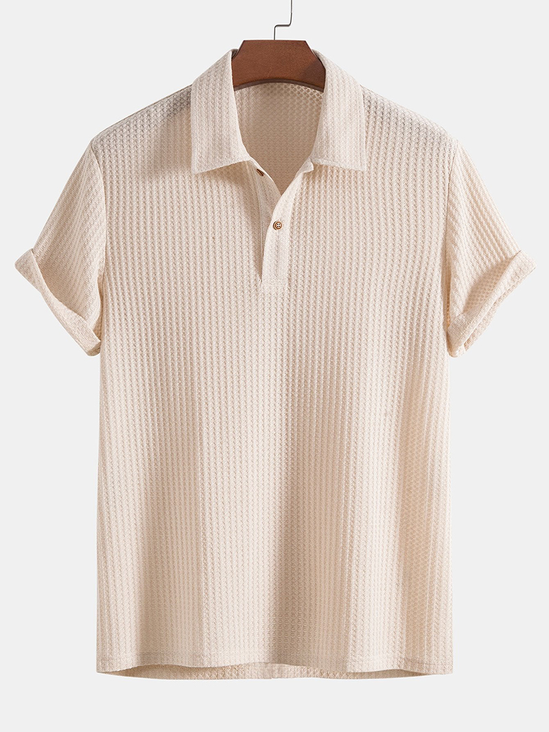 Knitted Waffle Polo Shirt