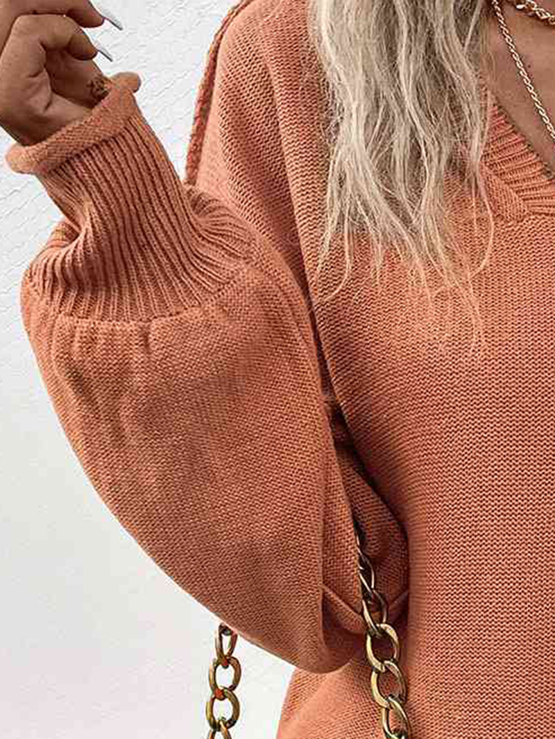 V-Neck Exposed Seam Sweater