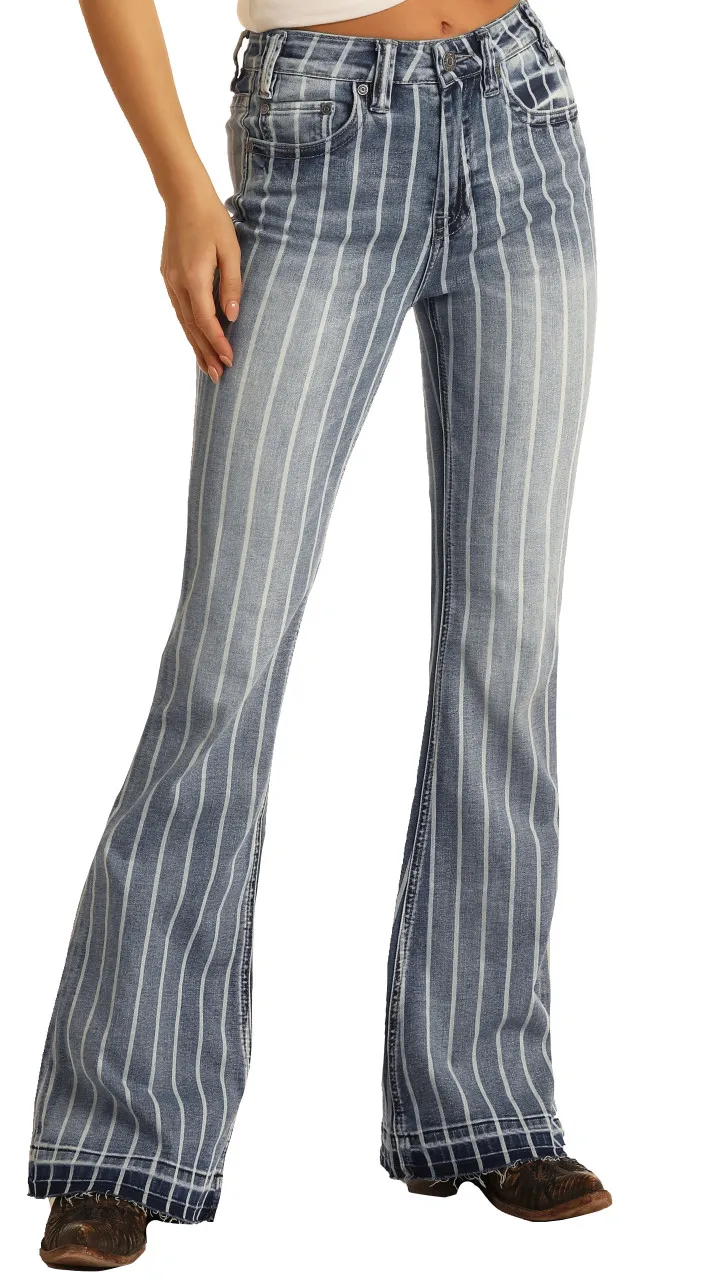 High Rise Extra Stretch Striped Trouser Jeans