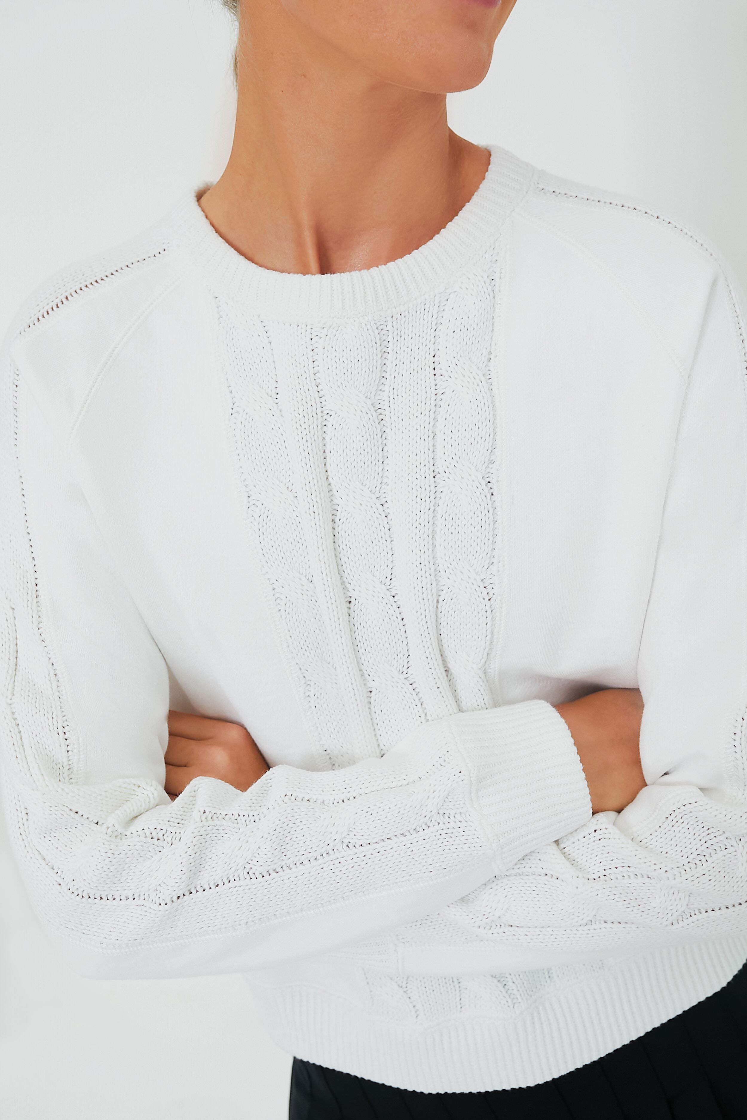 White Cable Knit Reid Sweatshirt