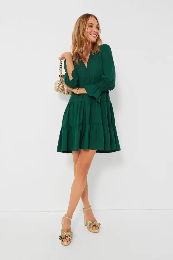 Hunter Green Crepe Kenzo Dress