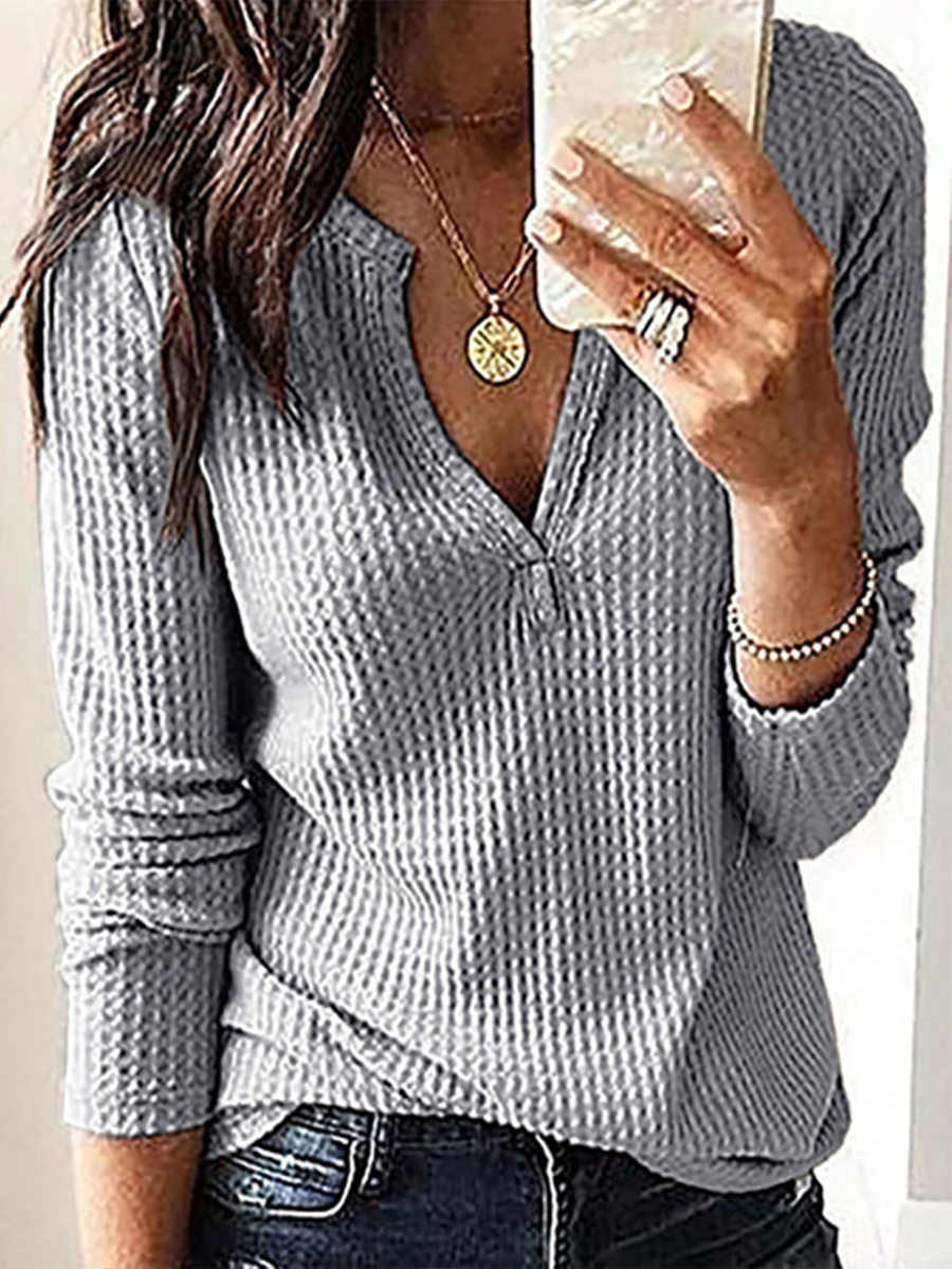 Women's Long Sleeve V-neck Top