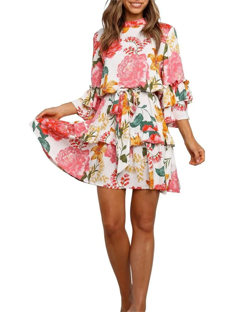 Women's Long Sleeve Floral Pattern Dress