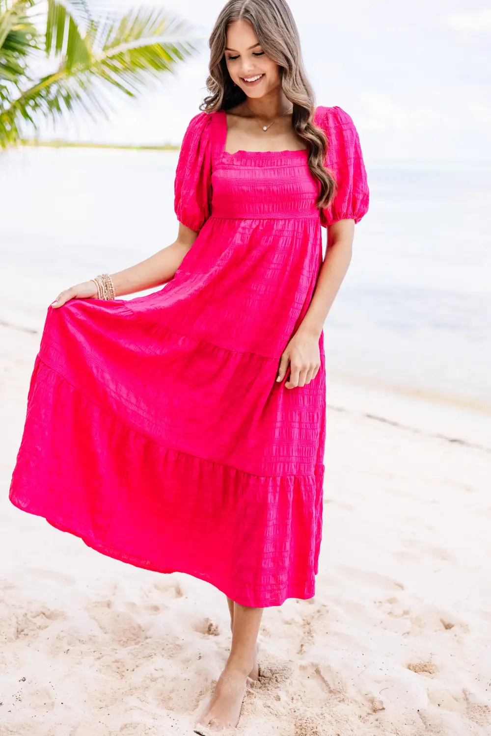 Think About It Fuchsia Pink Midi Dress