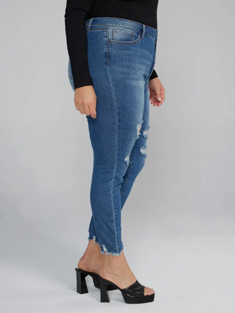 High Rise Lace-Up Ankle Skinny Jeans