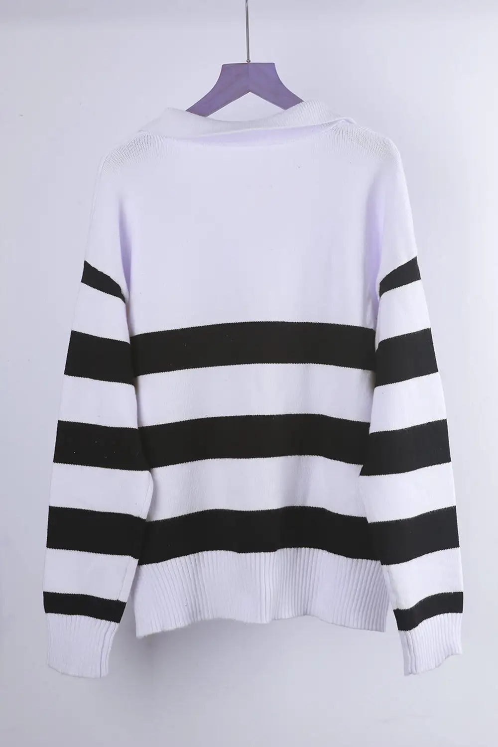 Women Striped Stitching Sweater