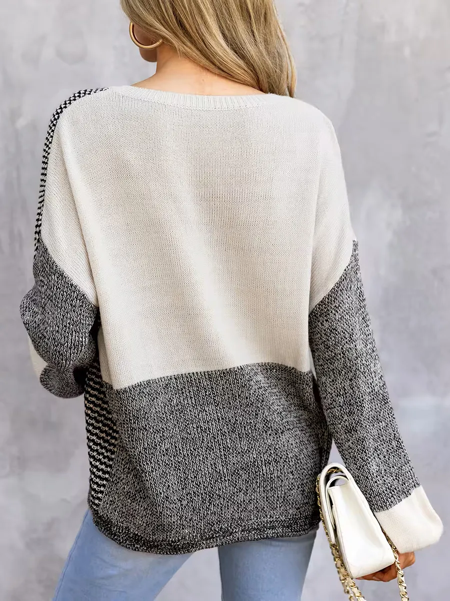 Women's patchwork drop sleeve sweater