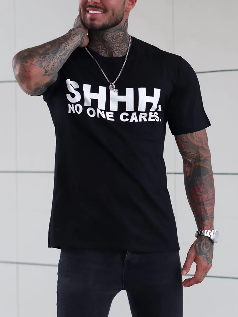 No One Cares Printed Fashionable Men's T-shirt