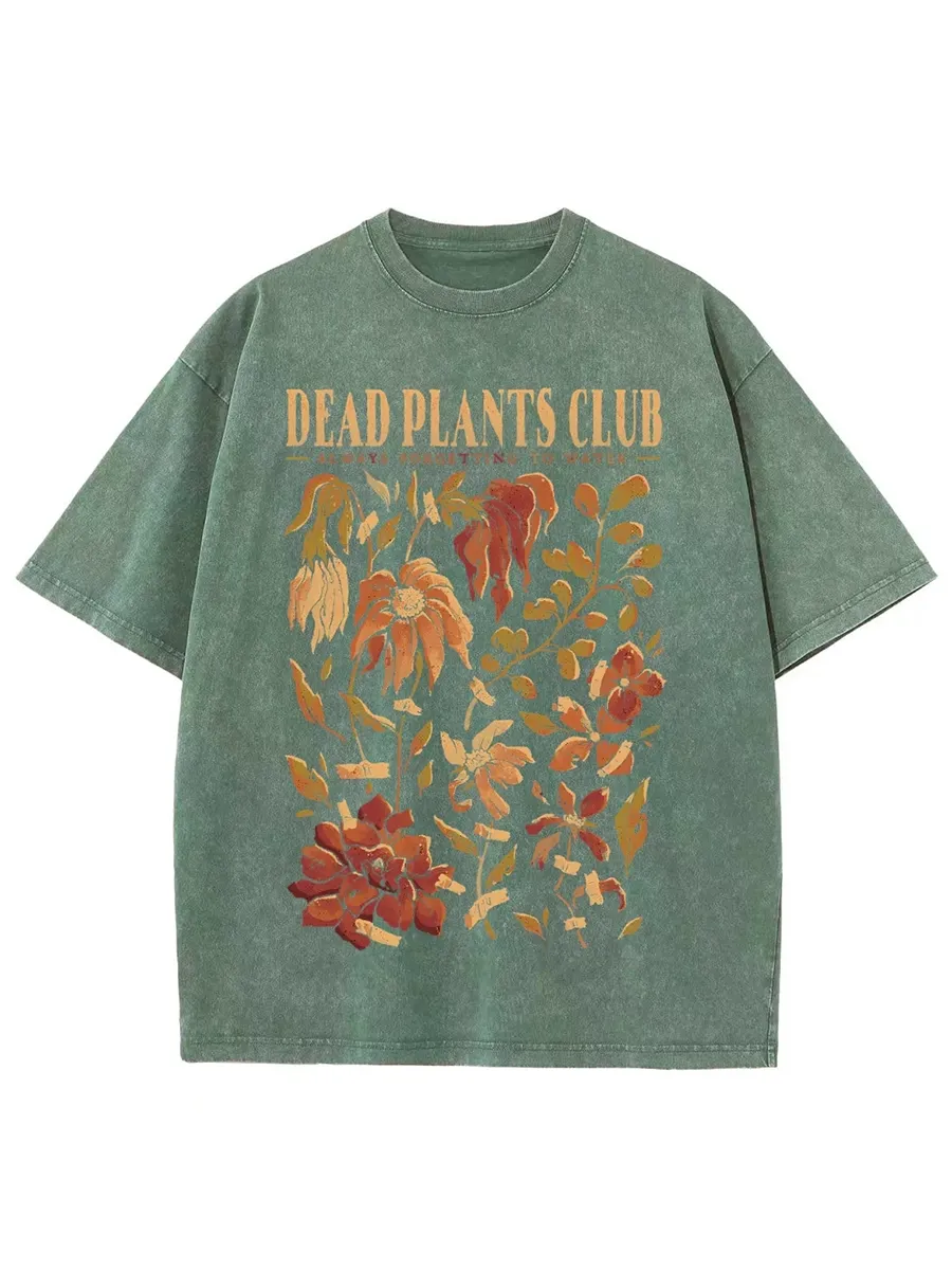 DEAD PLANTS CLUB UNISEX PRINTED RETRO WASHED SHORT SLEEVED T-SHIRT