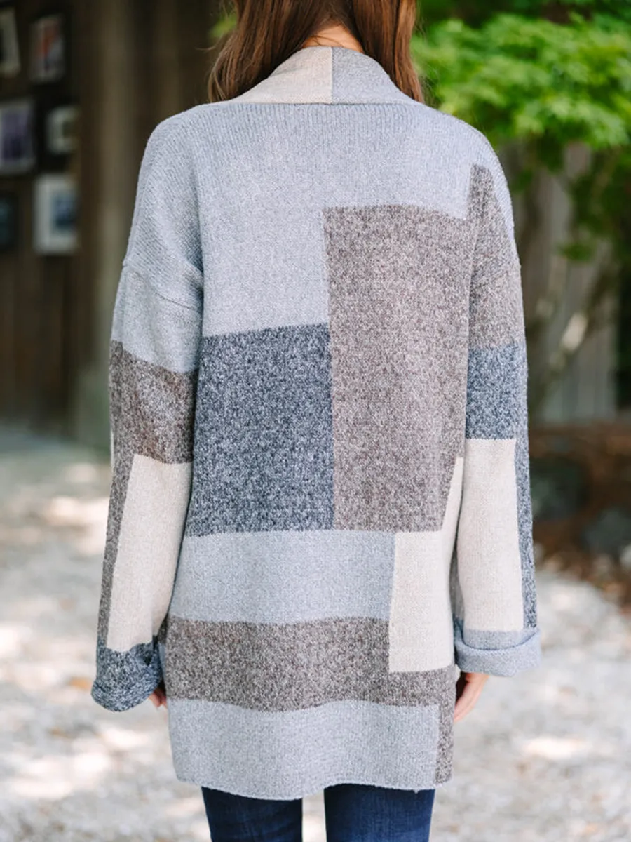 Gray Colorblock Cardigan