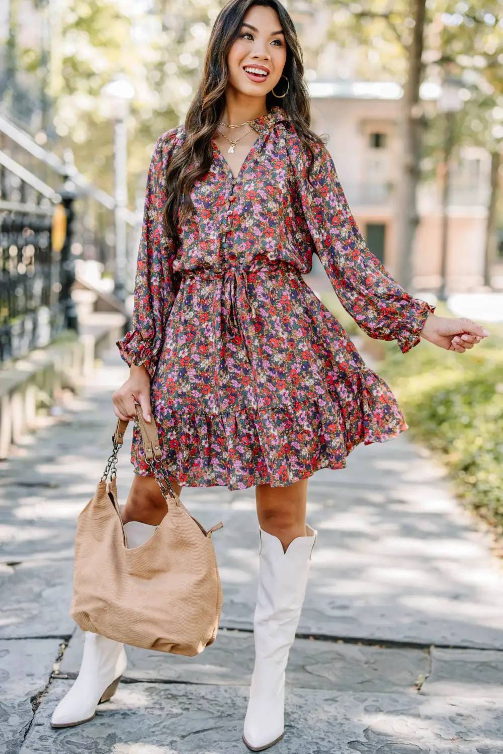 It's About Time Gold Combo Floral Dress