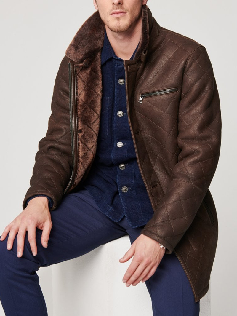 Men's quilted sheepskin coat