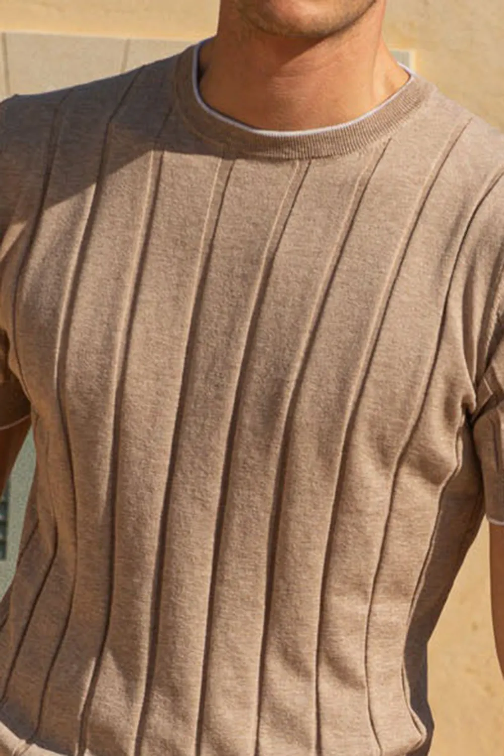 Taupe Ribbed T-Shirt