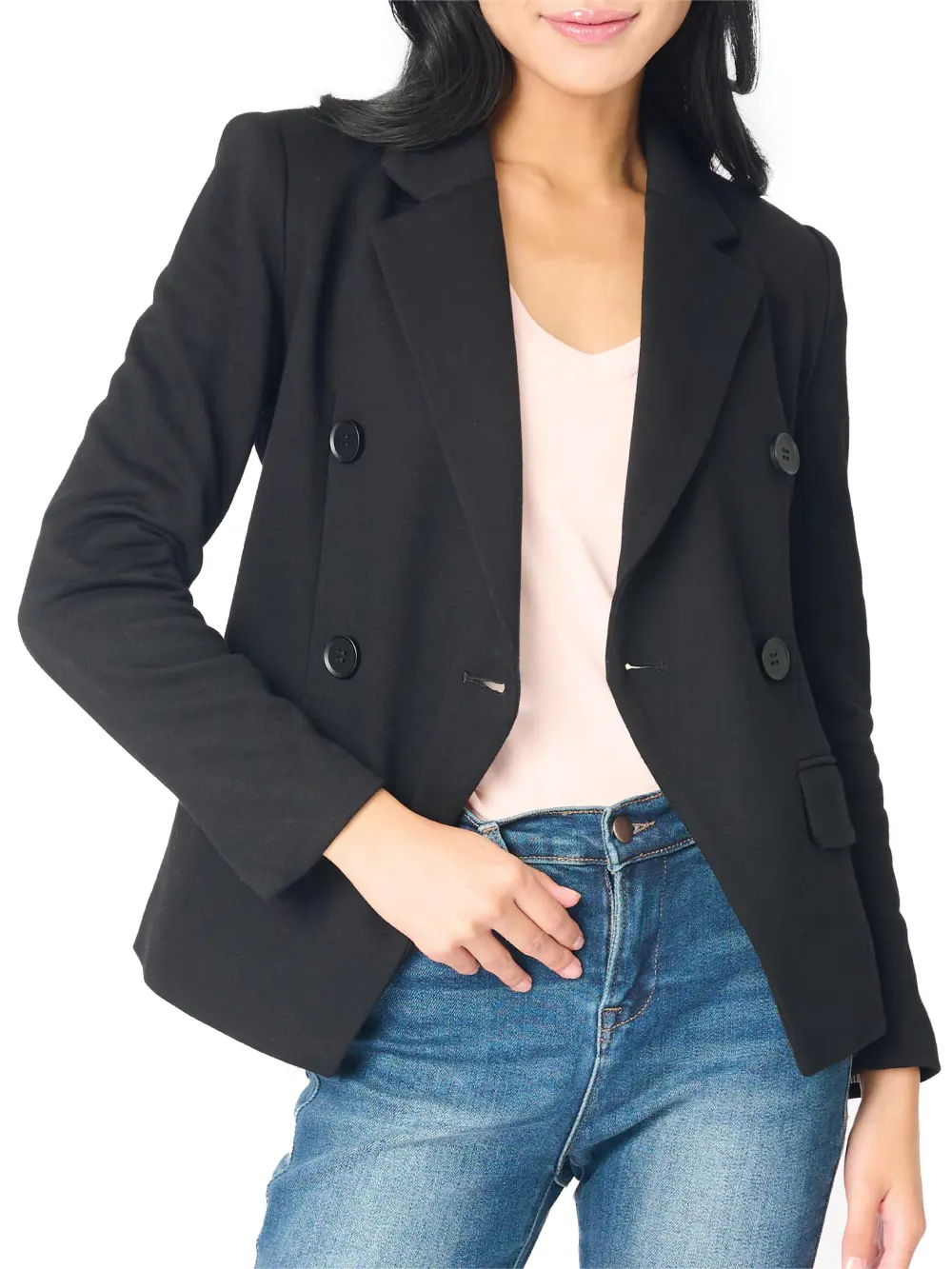 Double Breasted Cotton Blend Blazer