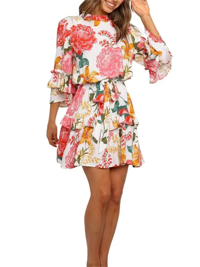 Women's Long Sleeve Floral Pattern Dress