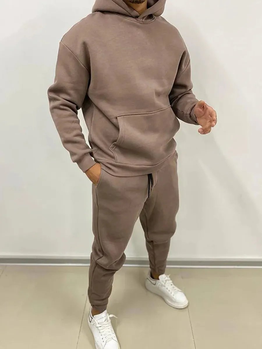 Men's athleisure hooded sweatshirt suit