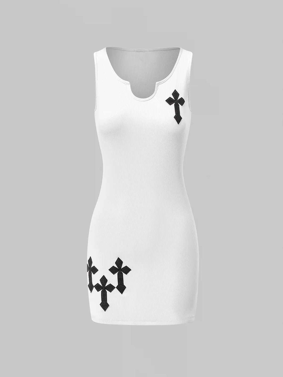 【Final Sale】Y2K White Cross Pattern Dress Mini Dress