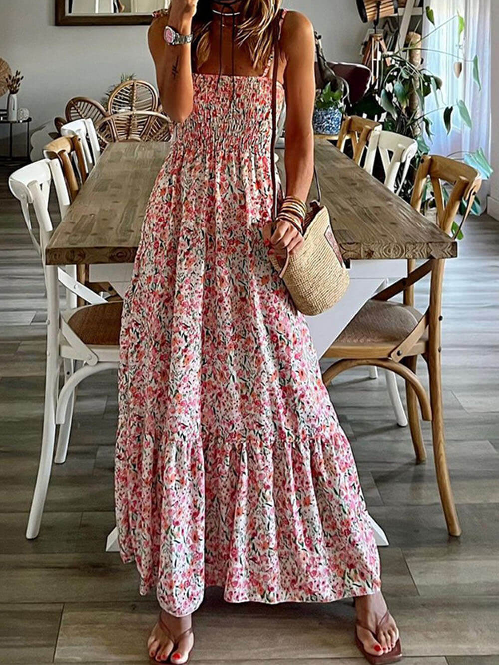 Bohemian printed slip dress