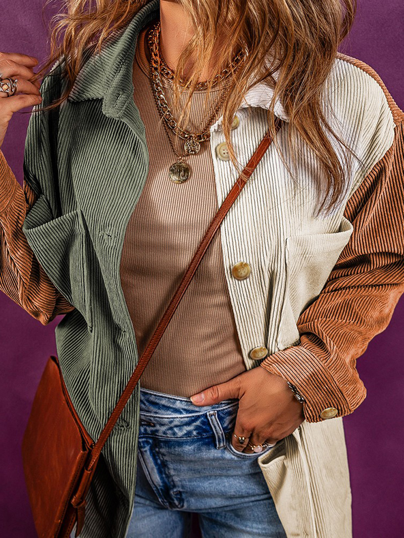 Women's Color Block Corduroy Jacket